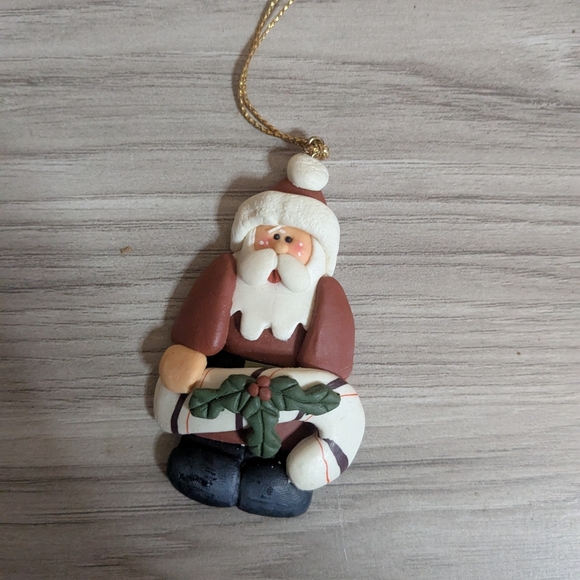 Christmas Tree Holiday Ornament, Santa Claus, Red/White, handmade craft decor - Picture 4 of 5